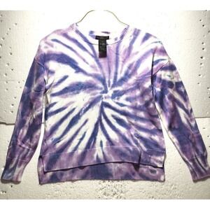 Design History Sweater Women Large Purple Tie Die Knitted Pull Over Long Sleeve